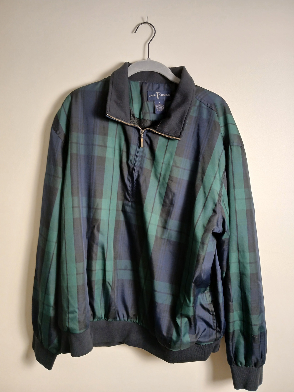 Daniel Cremieux Green & Navy Plaid Quarter-Zip Windbreaker